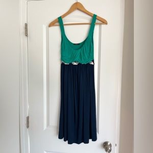 Blue and green cotton dress